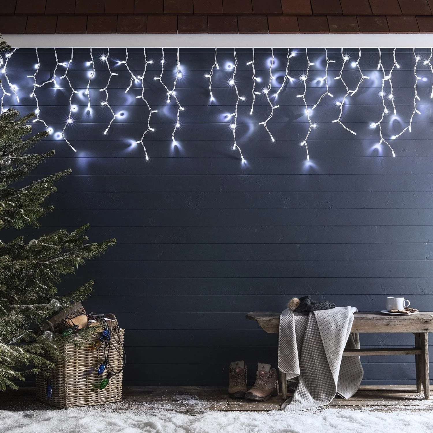 Pro Connect 14m 700 White Connectable Icicle Lights White Cable