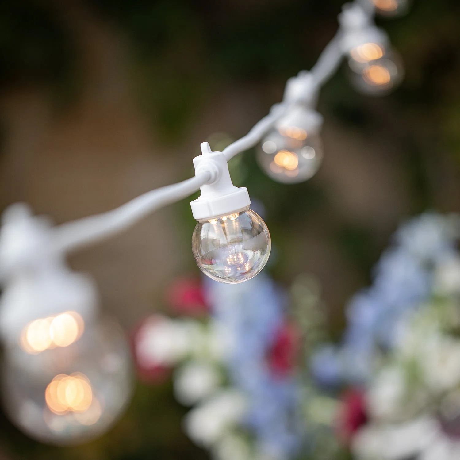Pro Connect 15m 30 Warm White Connectable Festoon Lights Clear Cap White Cable