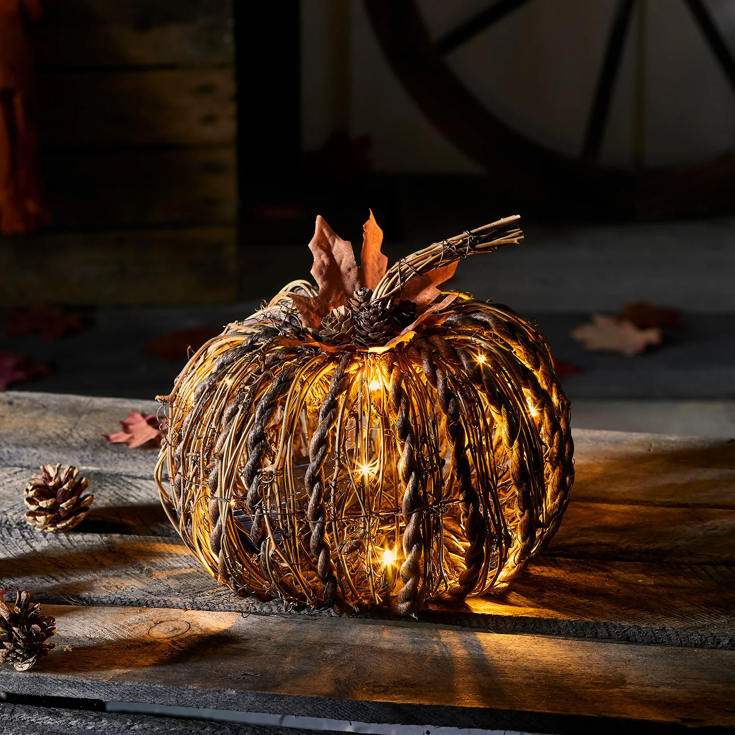 Rattan LED Pumpkin - Image 4