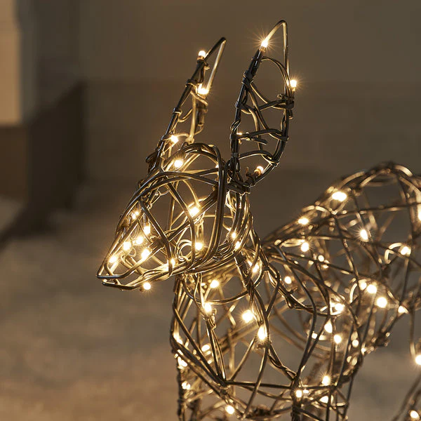 1m Regular Harlow Rattan Doe & Fawn Dual Colour LED Light Up Reindeer Duo - Image 10