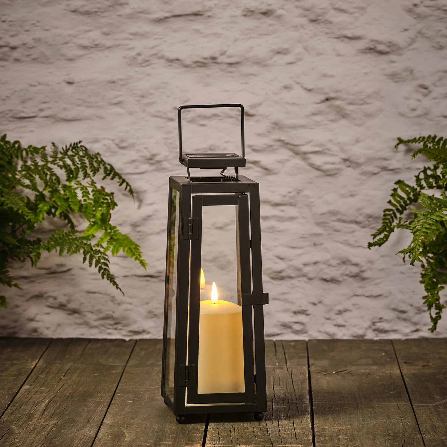 Regular and Large Porto Solar Metal Lantern Duo with TruGlow® Candles - Image 4