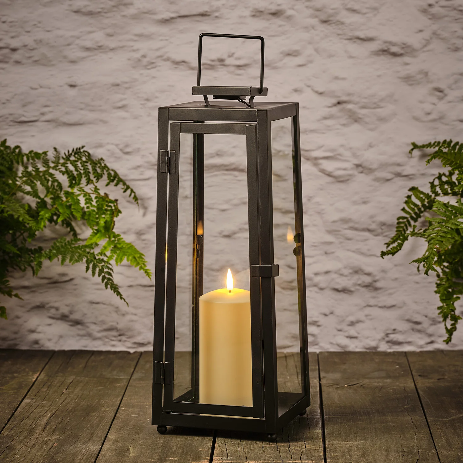 Regular and Large Porto Solar Metal Lantern Duo with TruGlow® Candles - Image 5