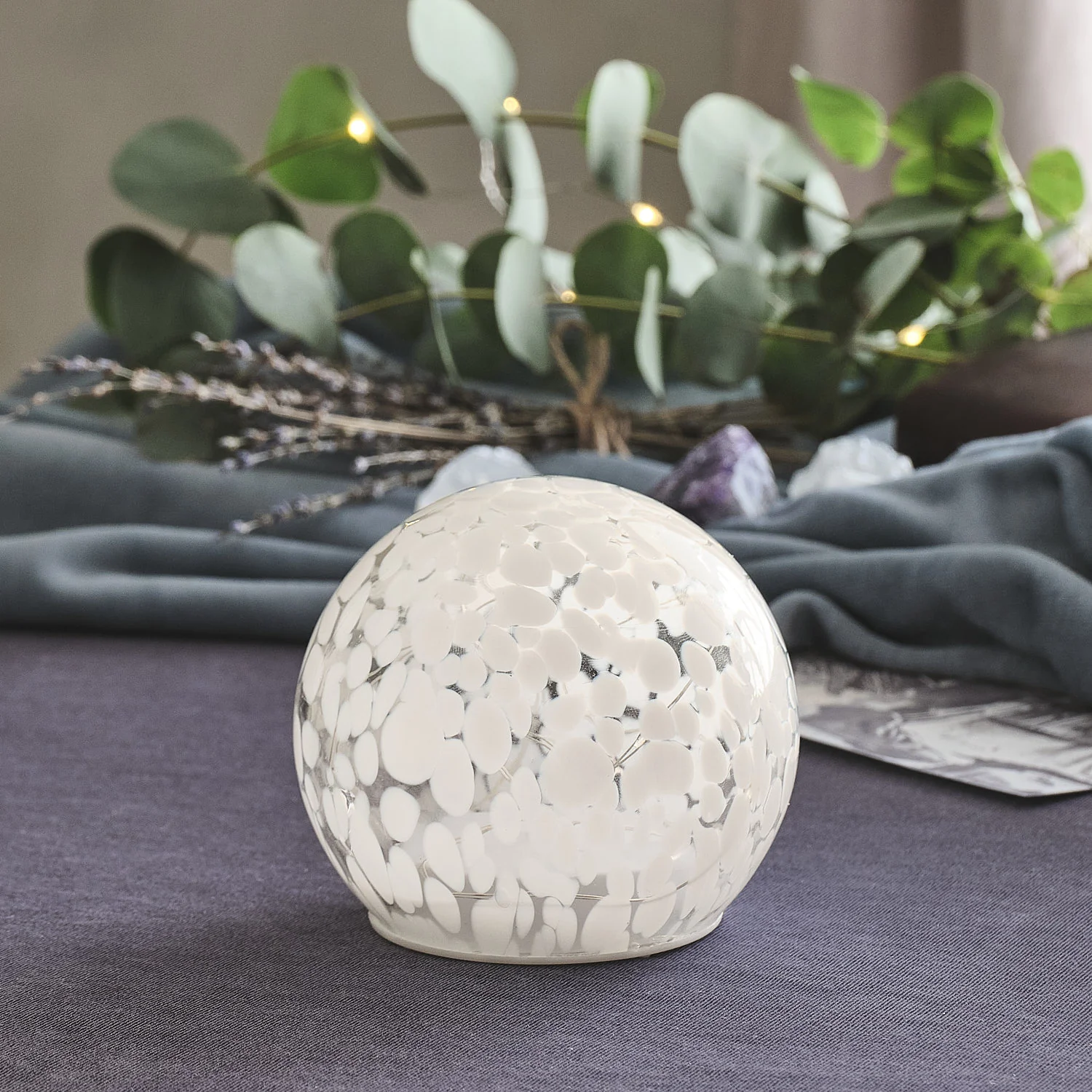 Regular White Confetti Glass Globe LED Decoration - Image 2