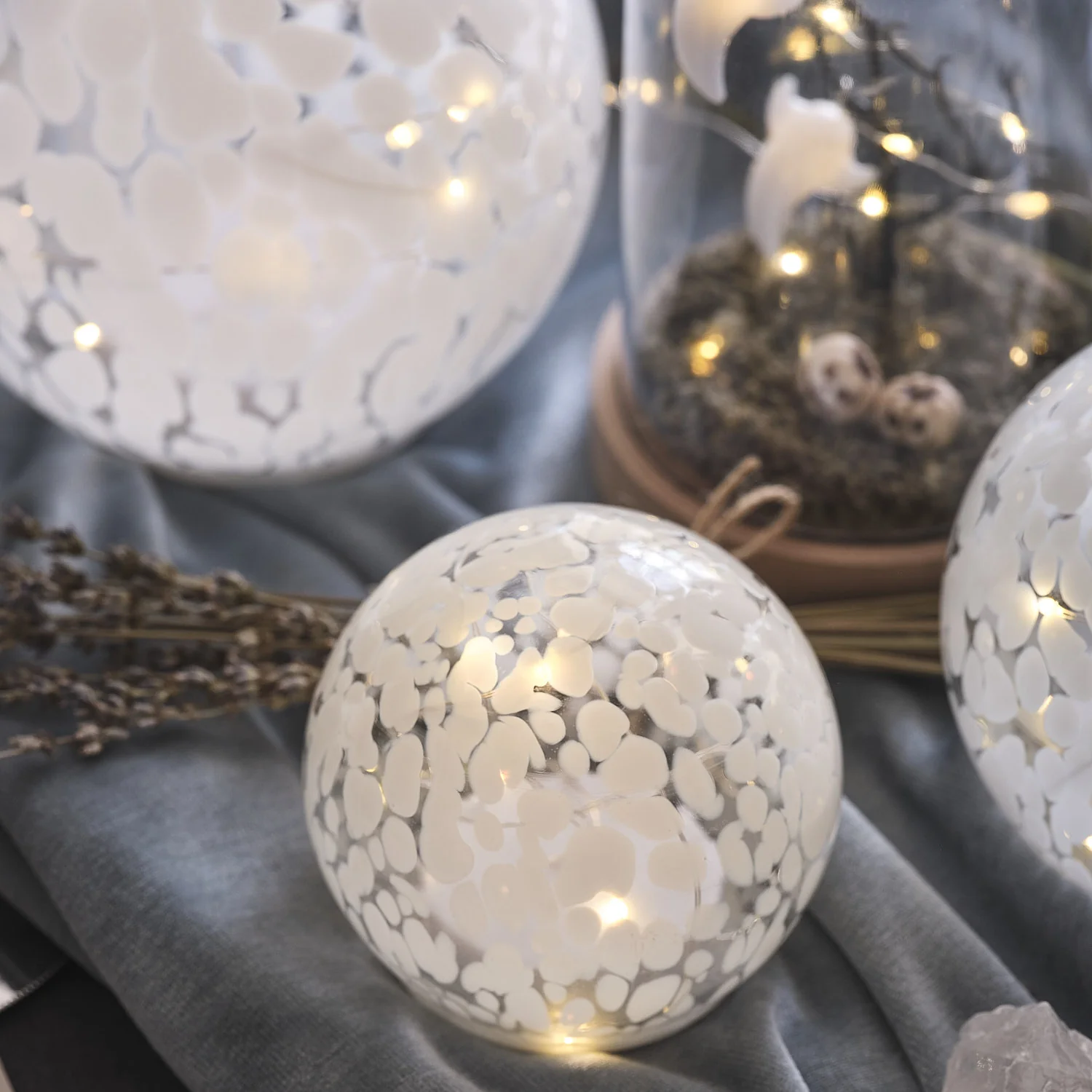 Regular White Confetti Glass Globe LED Decoration - Image 5