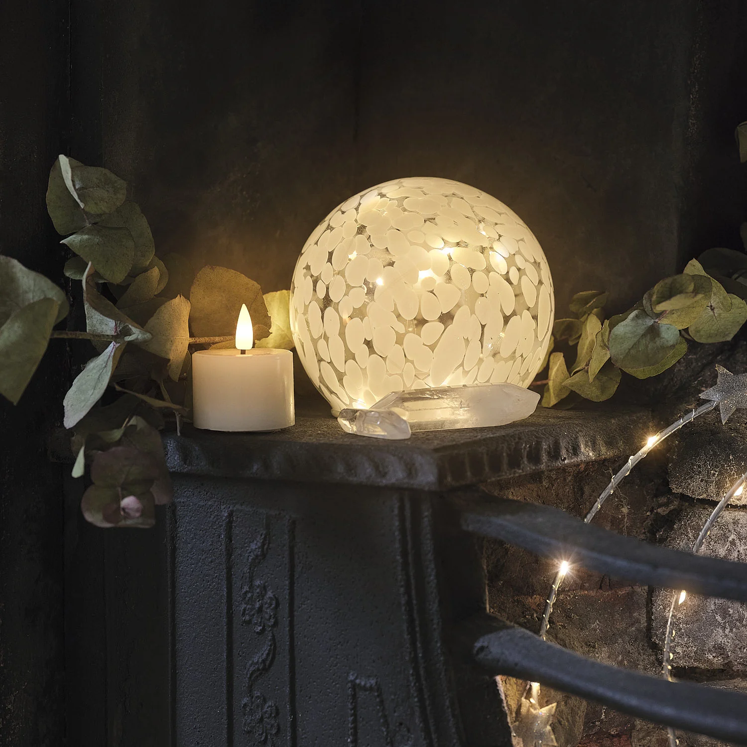 Regular White Confetti Glass Globe LED Decoration - Image 9