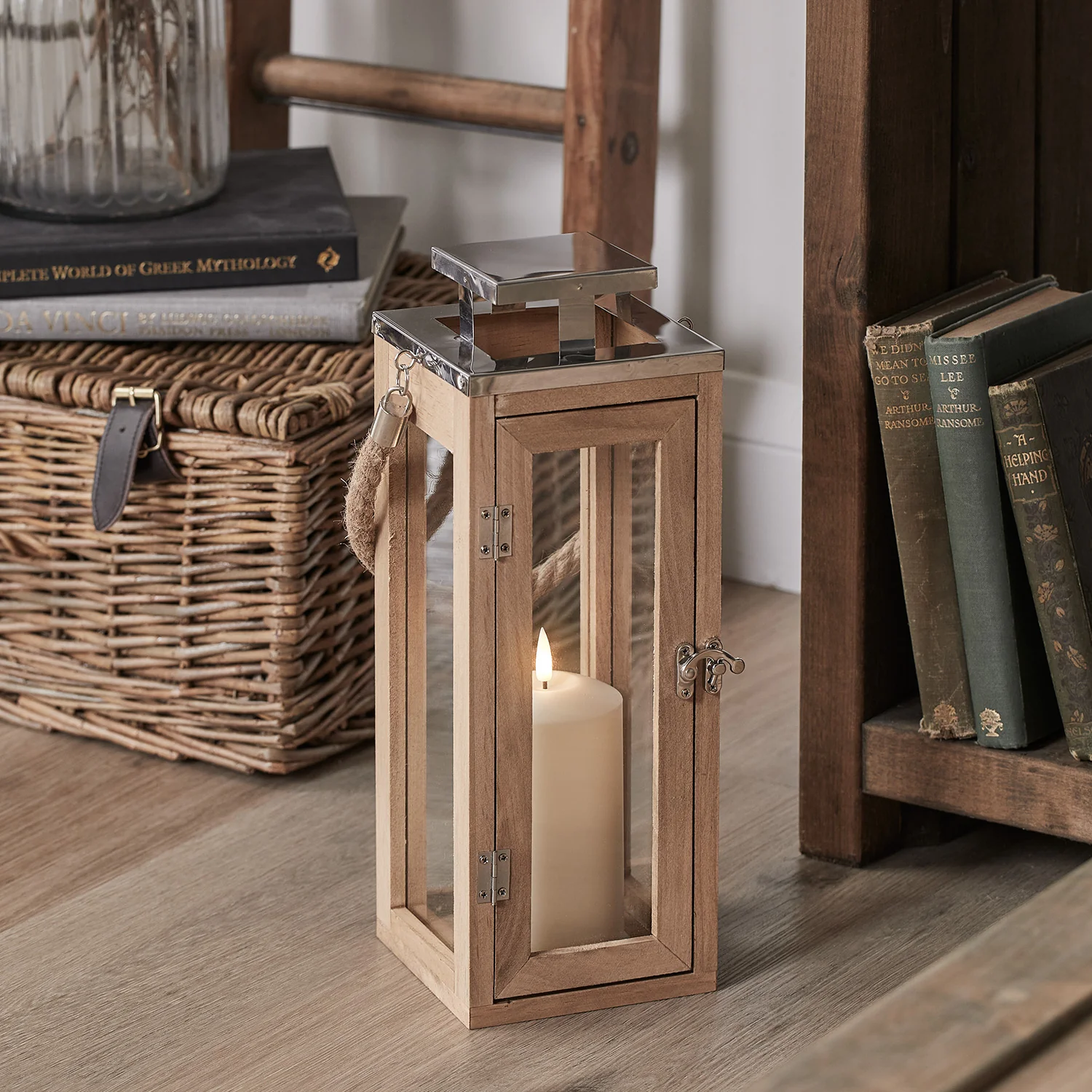 Salcombe Wooden Lantern Trio with TruGlow® LED Candles - Image 3