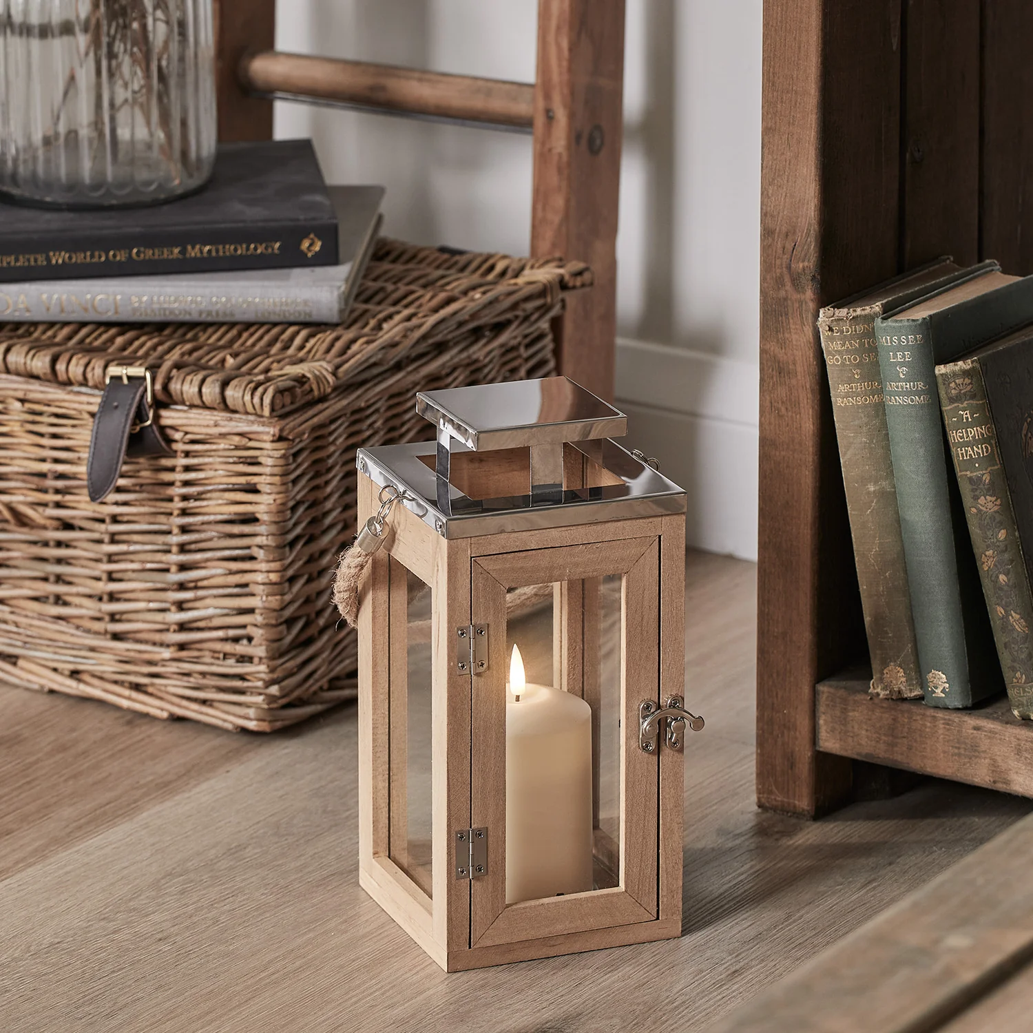 Salcombe Wooden Lantern Trio with TruGlow® LED Candles - Image 4