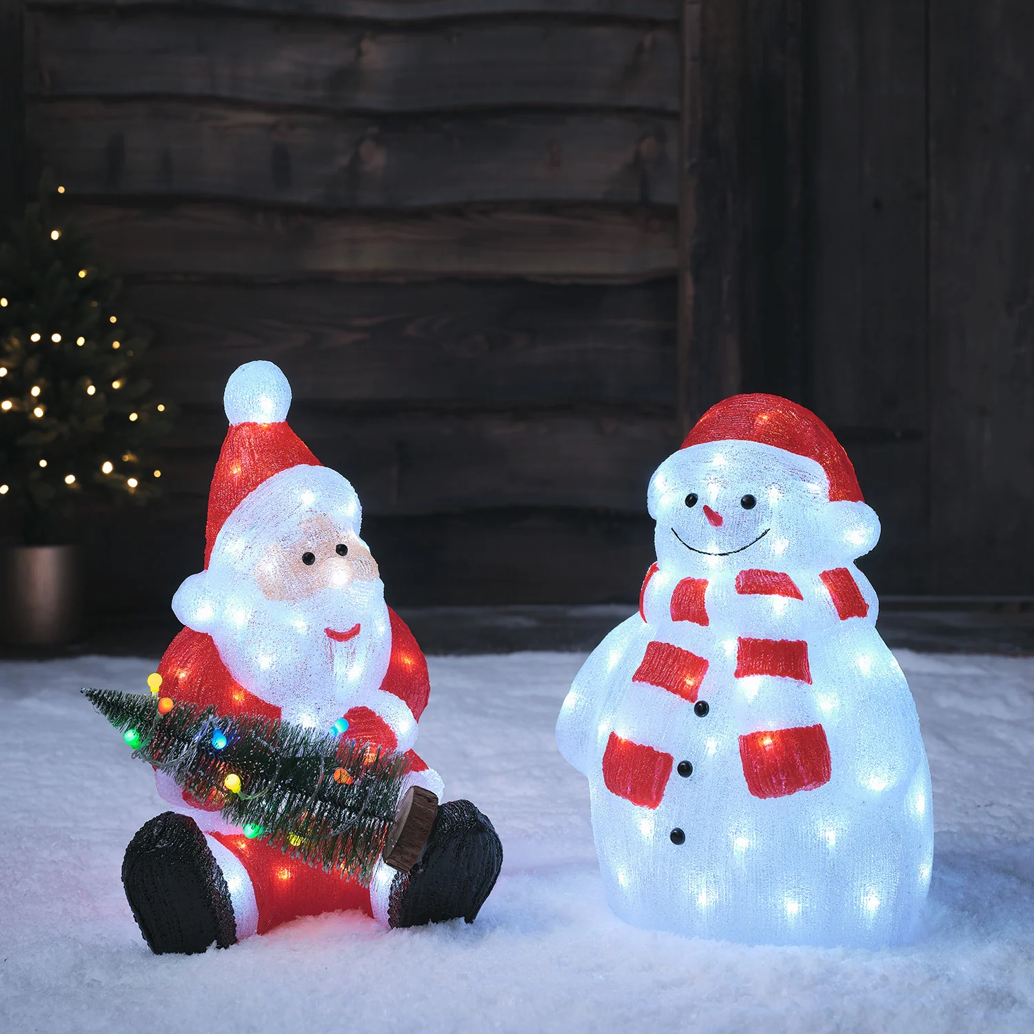 49.5cm Santa with Christmas Tree LED 3D Acrylic Figure - Image 2