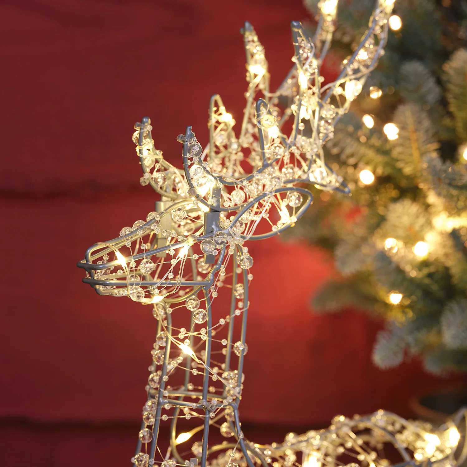 Set of 2 Beaded Micro Reindeer & Sleigh - Image 2