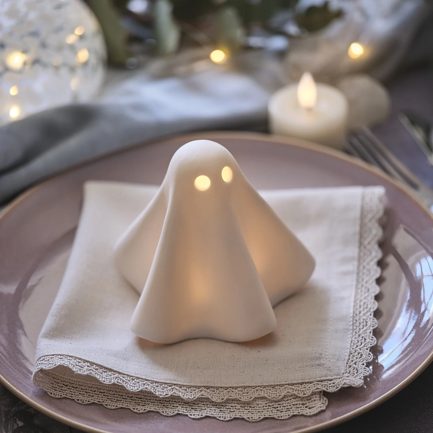 Set of 2 Gerald the Ghost Porcelain LED Halloween Decoration - Image 4