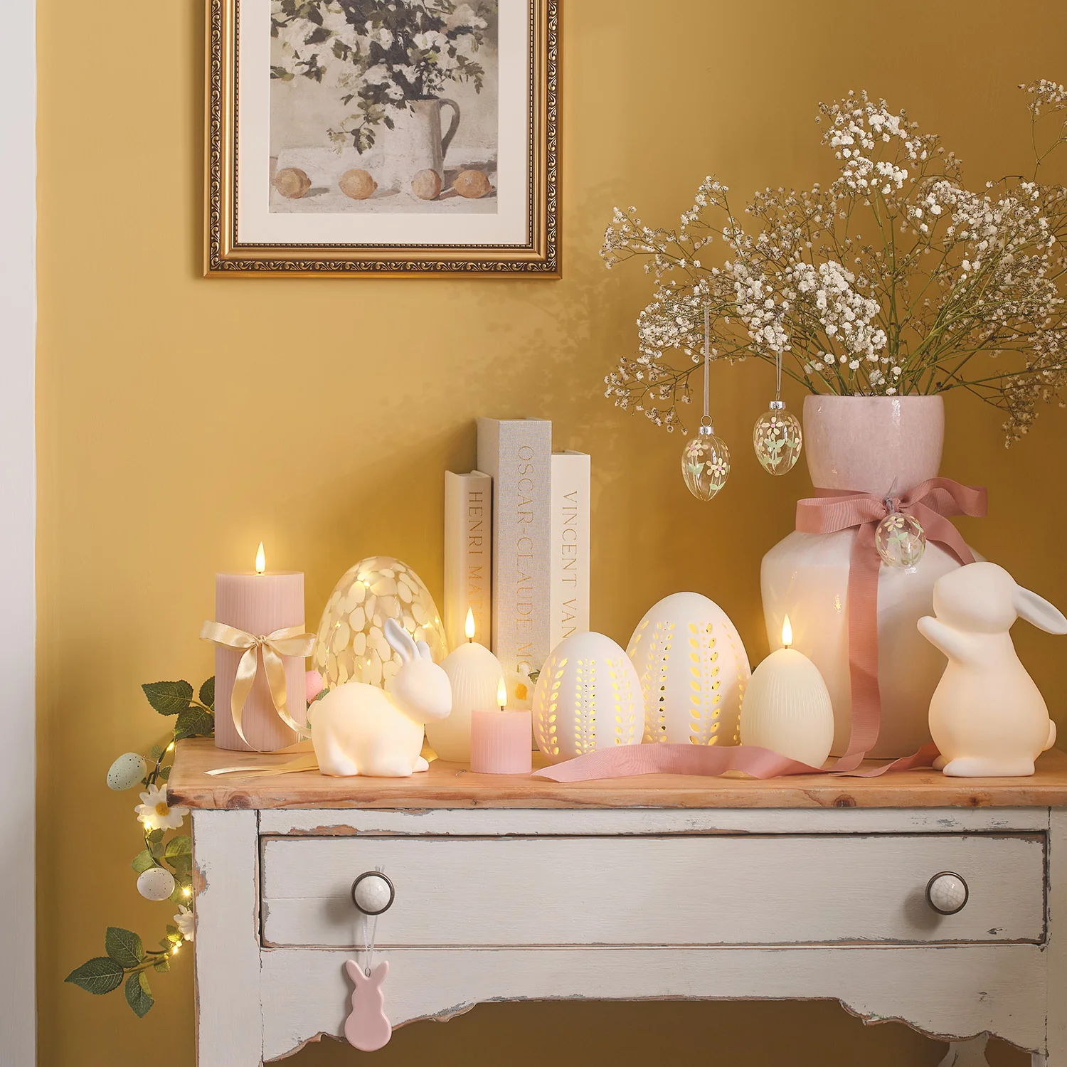 TruGlow® Ivory Ribbed LED Egg Candle Duo with Remote Control - Image 4