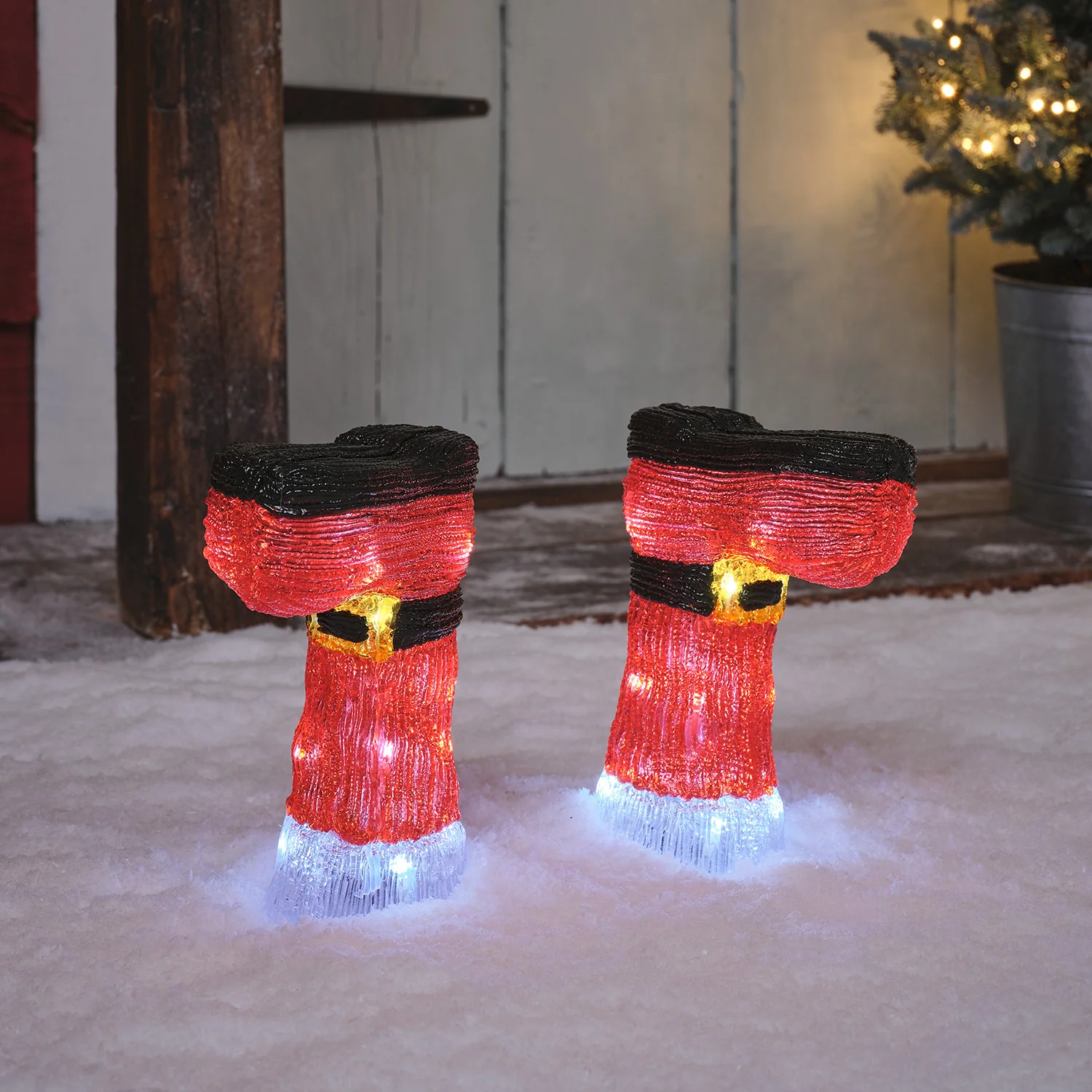 Set of 2 Santa’s Boots Acrylic Stake Lights