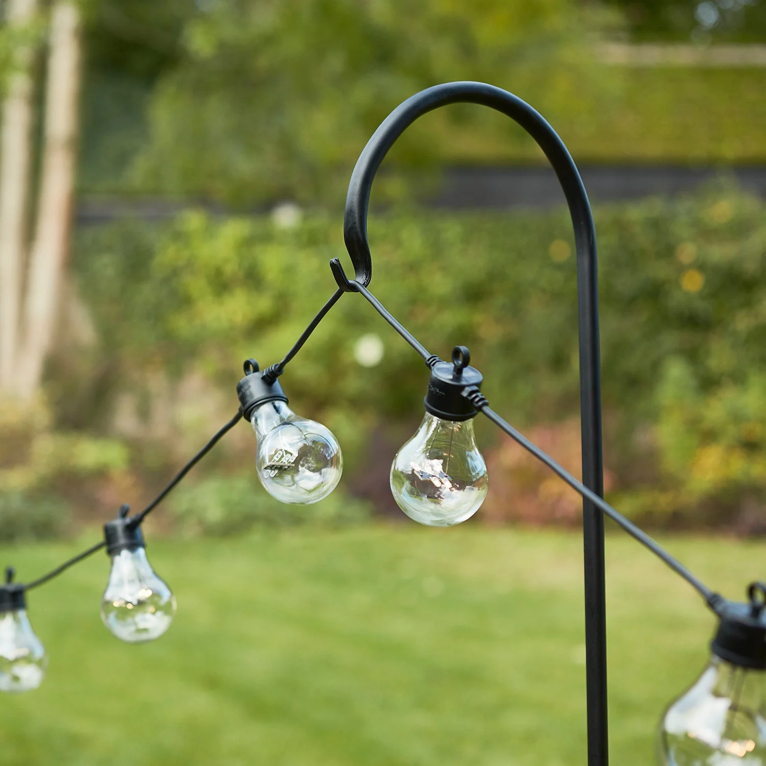 Set of 3 Black Shepherd's Hook Festoon Poles, 1.6m - Image 2
