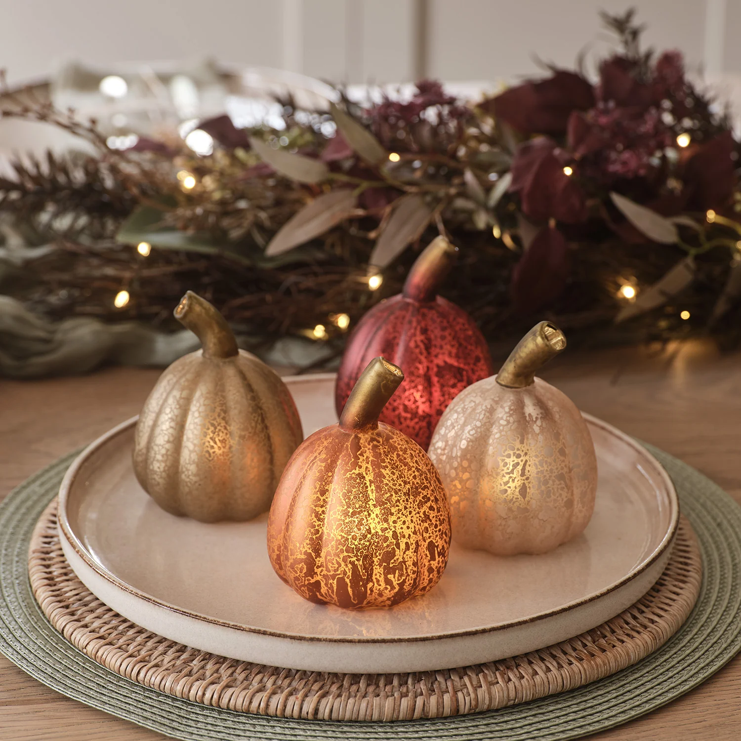 Set of 8 Mini Glass Light Up Pumpkin Decorations - Image 4