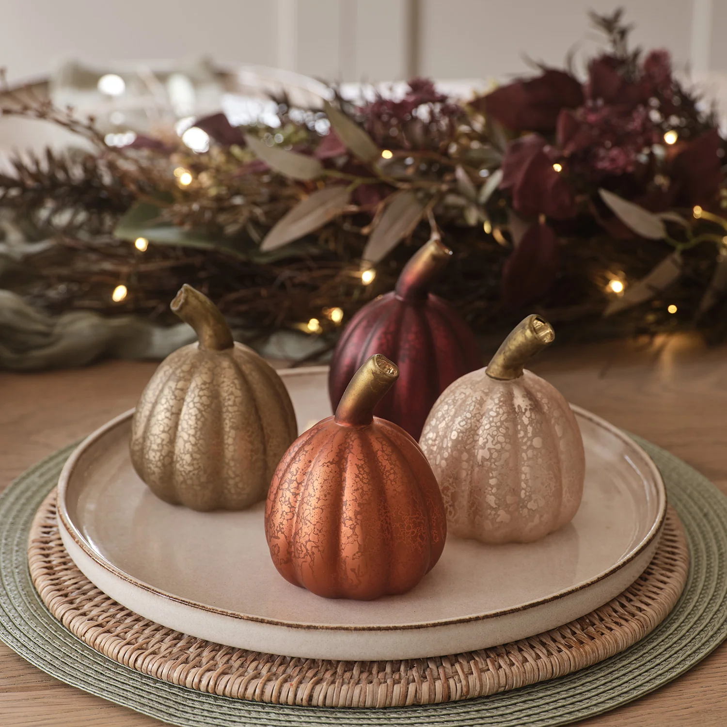 Set of 8 Mini Glass Light Up Pumpkin Decorations - Image 5