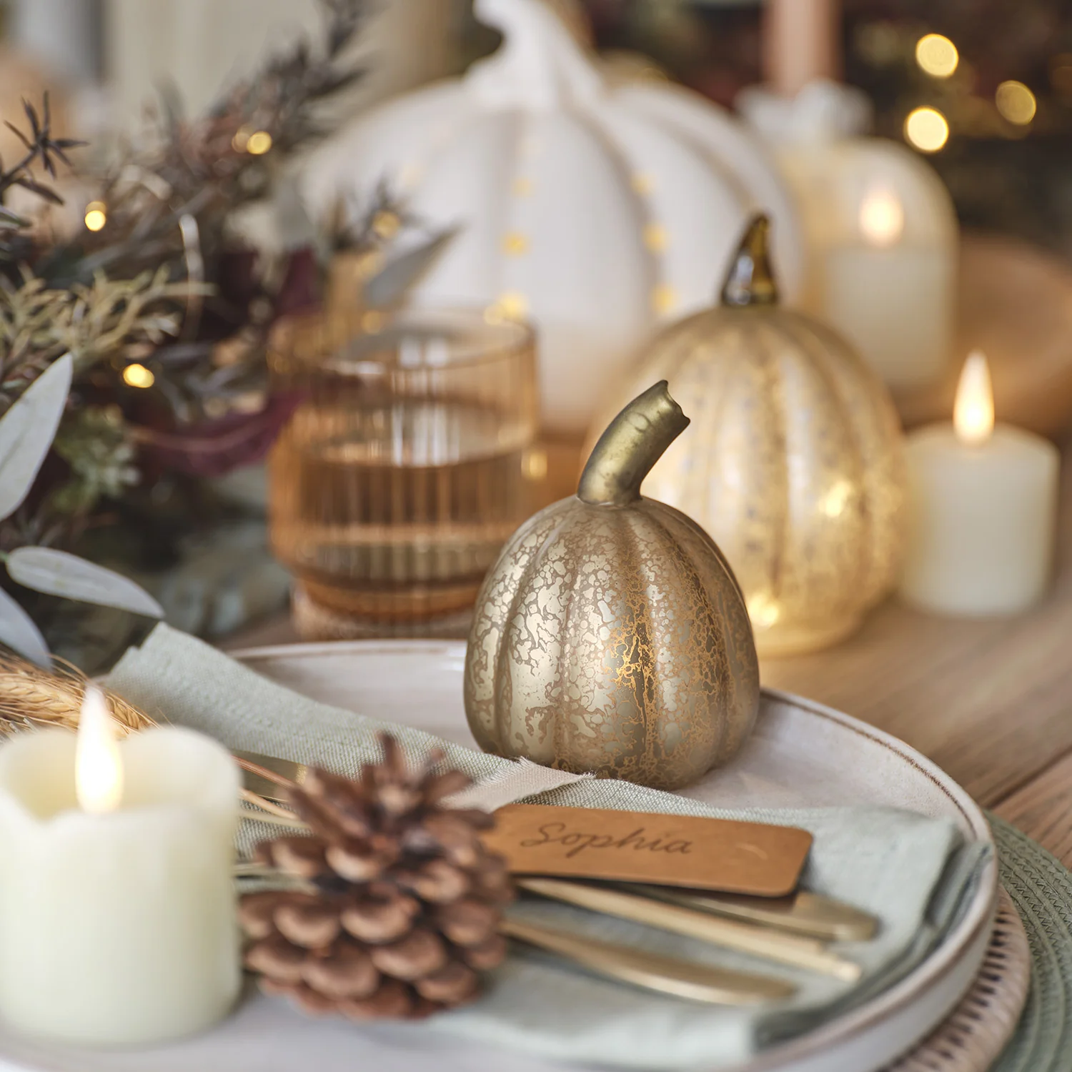 Set of 8 Mini Glass Light Up Pumpkin Decorations - Image 6