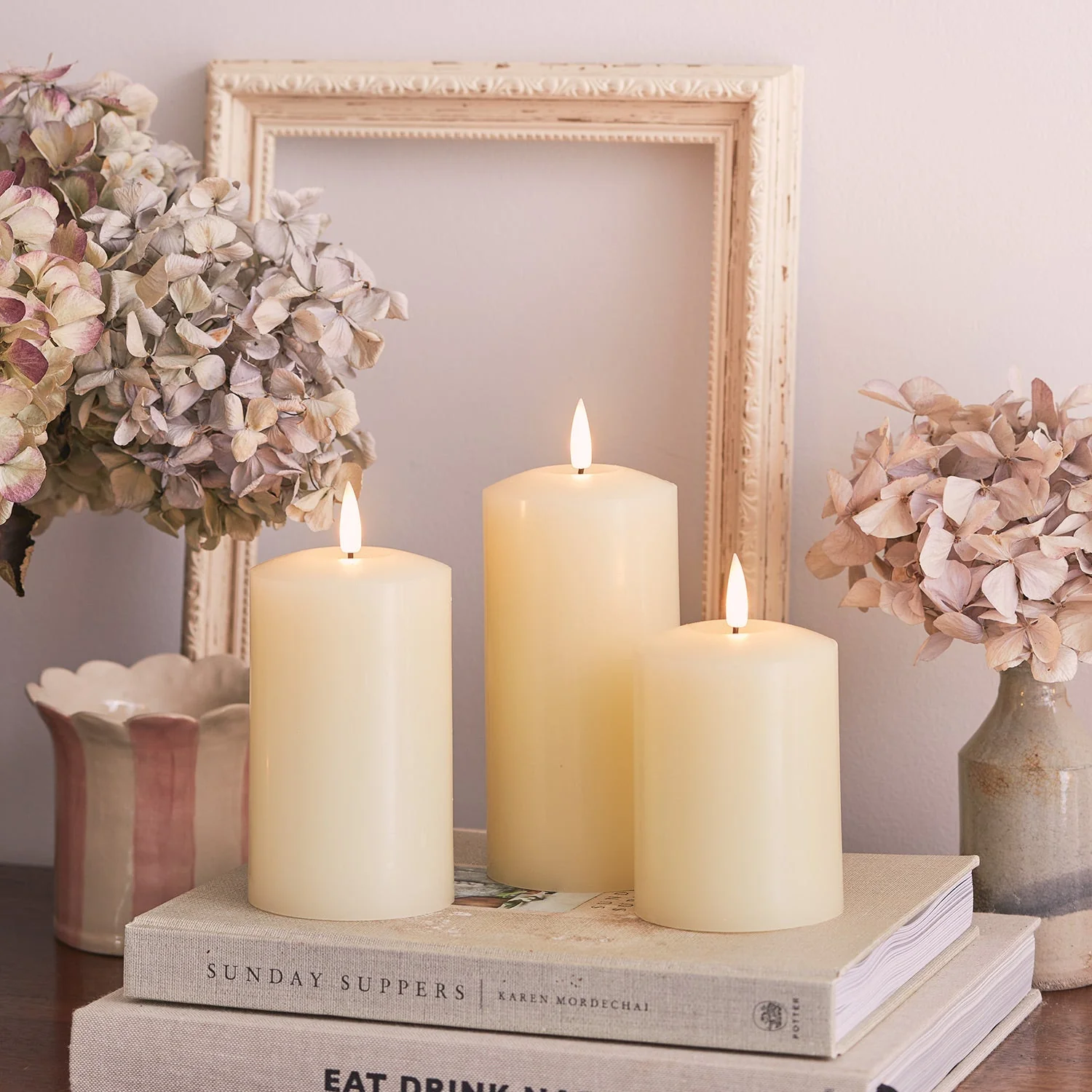 15cm TruGlow® Ivory LED Pillar Candle with Remote Control - Image 7