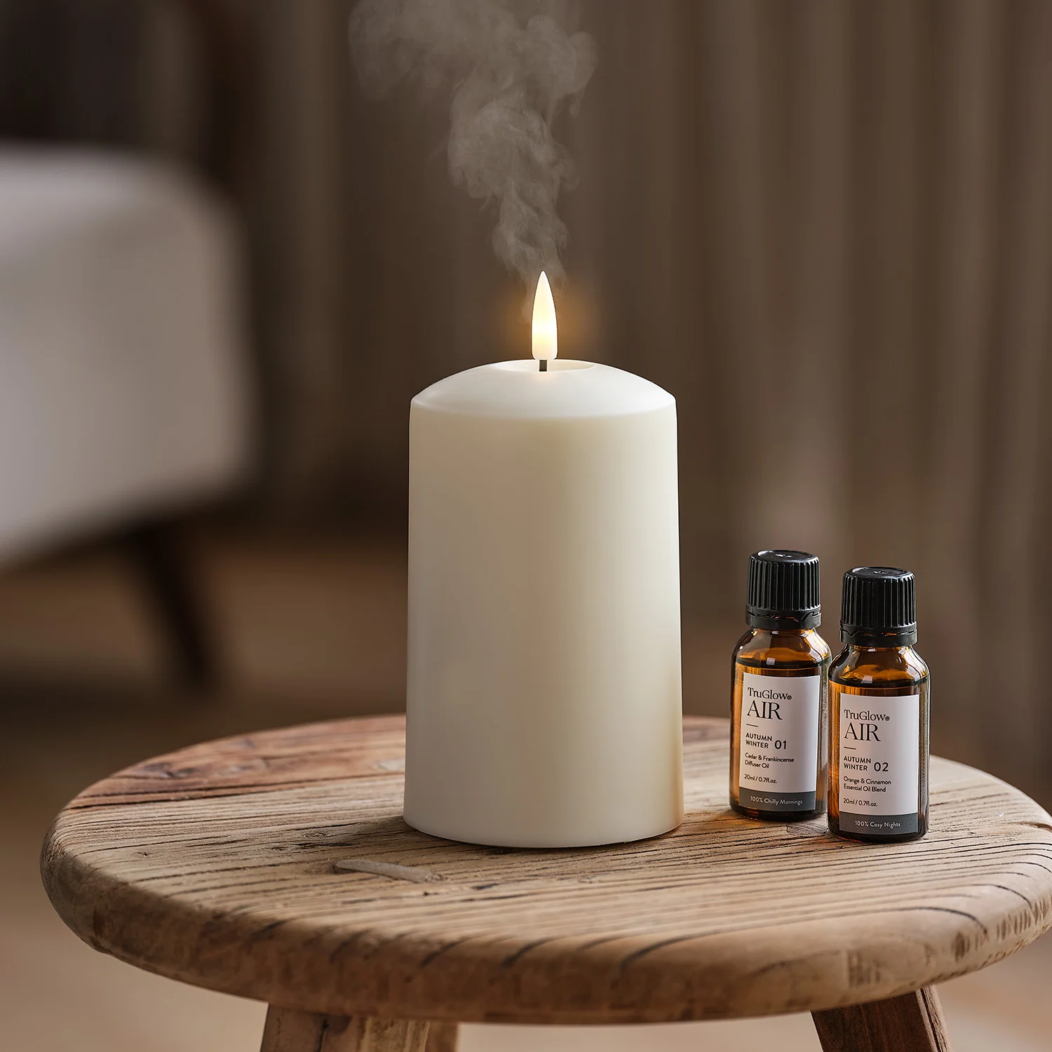 TruGlow AIR® Portable Candle Diffuser & Autumn Winter Diffuser Oil Bundle