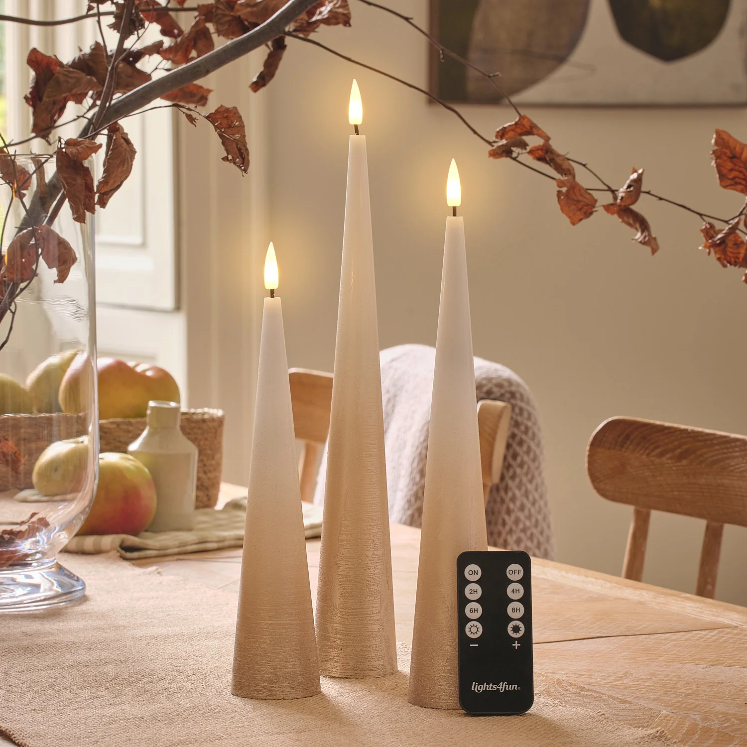 TruGlow® Bronze Ombre Slim Cone LED Pillar Candle Trio with Remote Control - Image 2