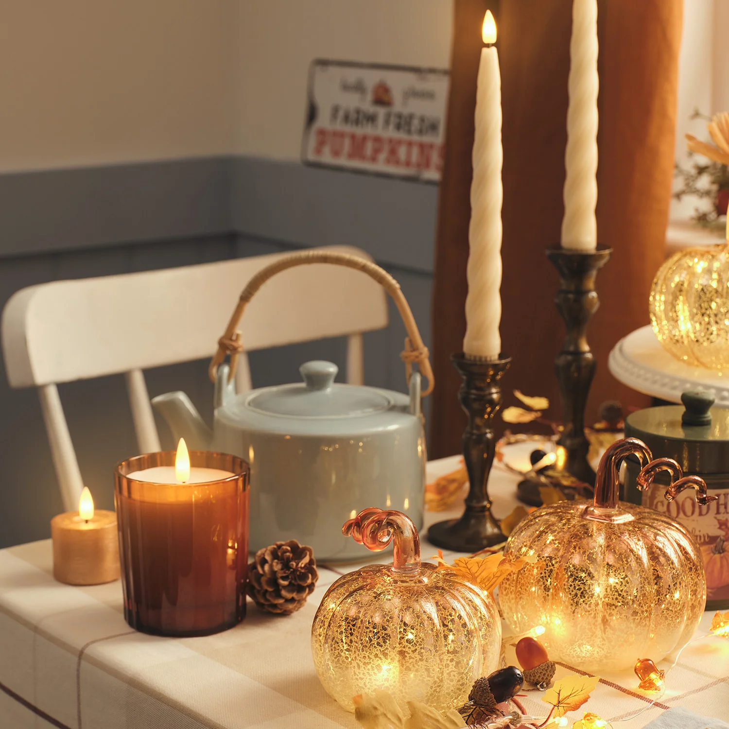 TruGlow® Burnt Orange LED Fluted Glass Candle with Remote Control - Image 12
