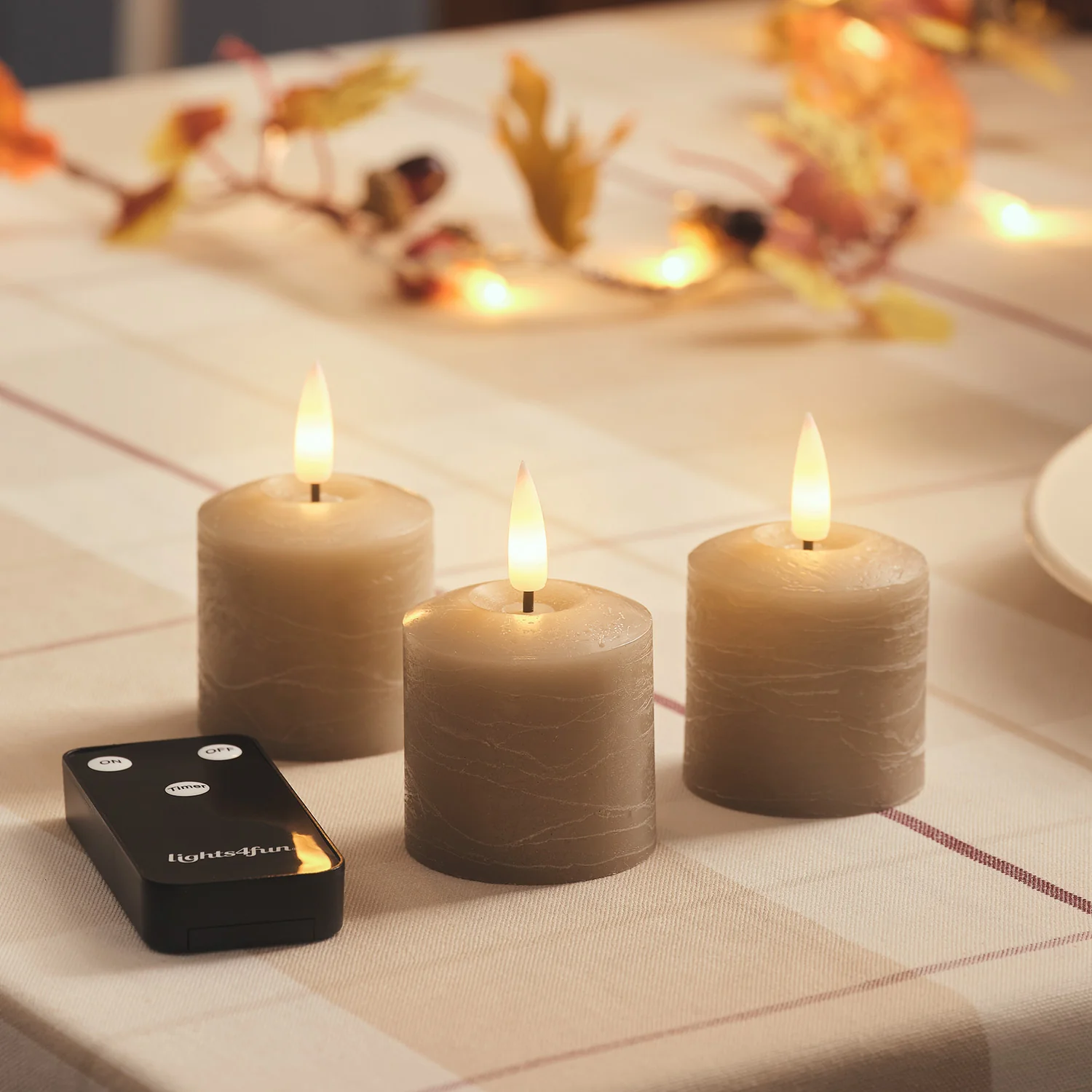 TruGlow® Taupe Distressed LED Votive Candle Trio with Remote Control - Image 4