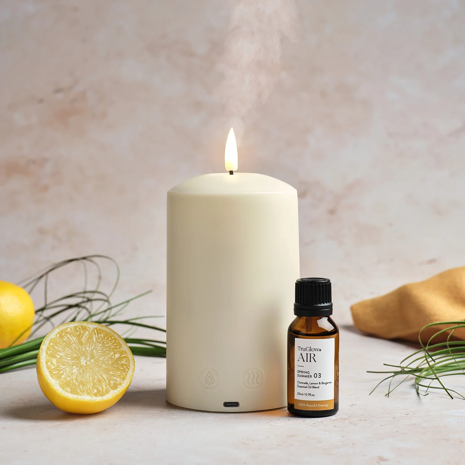 TruGlow AIR® Portable Candle Diffuser & Citronella, Bergamot & Lemon Diffuser Oil Bundle - Image 3