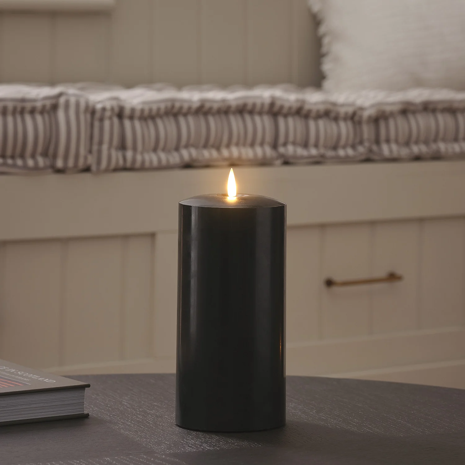 TruGlow® Black LED Chapel Candle 20cm