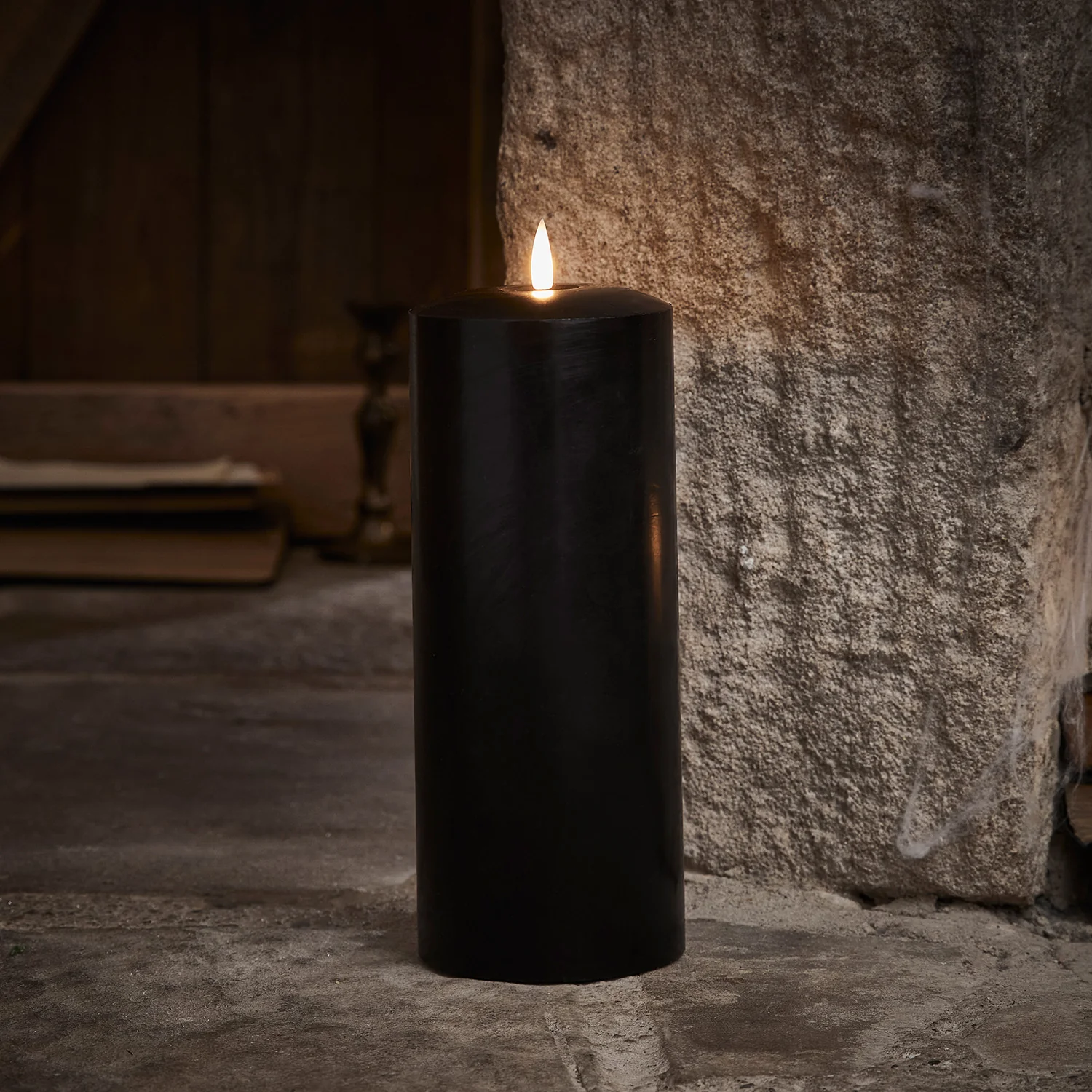 TruGlow® Black LED Chapel Candle 25cm With Remote Control - Image 2