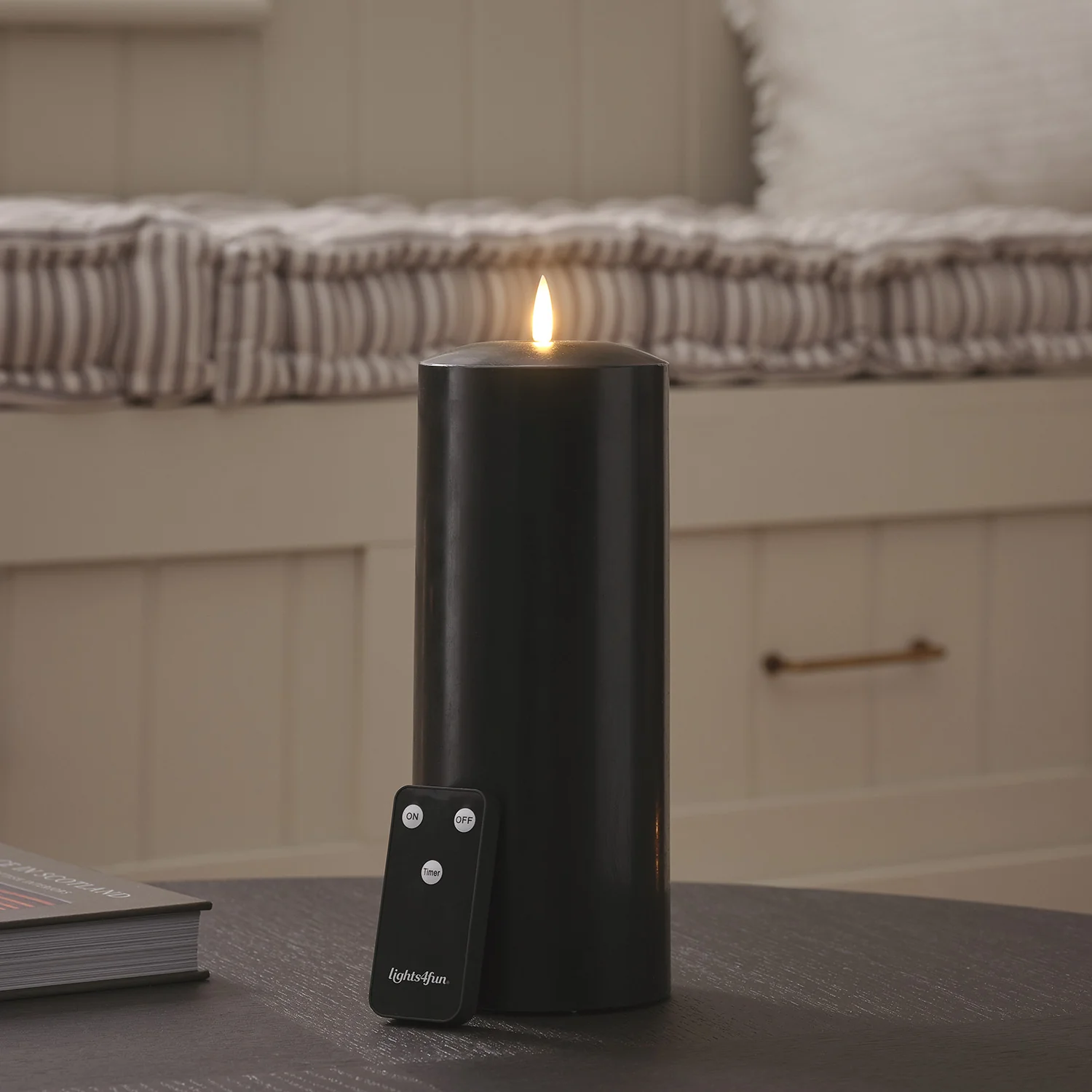 TruGlow® Black LED Chapel Candle 25cm With Remote Control - Image 3