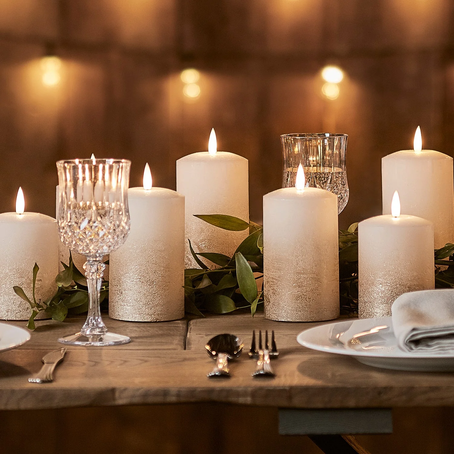 TruGlow® Bronze Ombre LED Pillar Candle Trio With Remote Control - Image 2