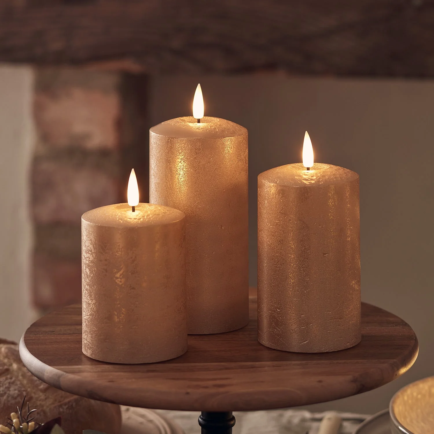 TruGlow® Copper LED Autumn Candle Trio With Remote Control - Image 2