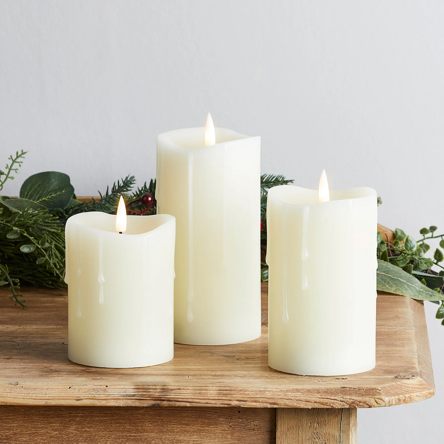 TruGlow® Dripping Wax LED Pillar Candle Trio With Remote Control - Image 5
