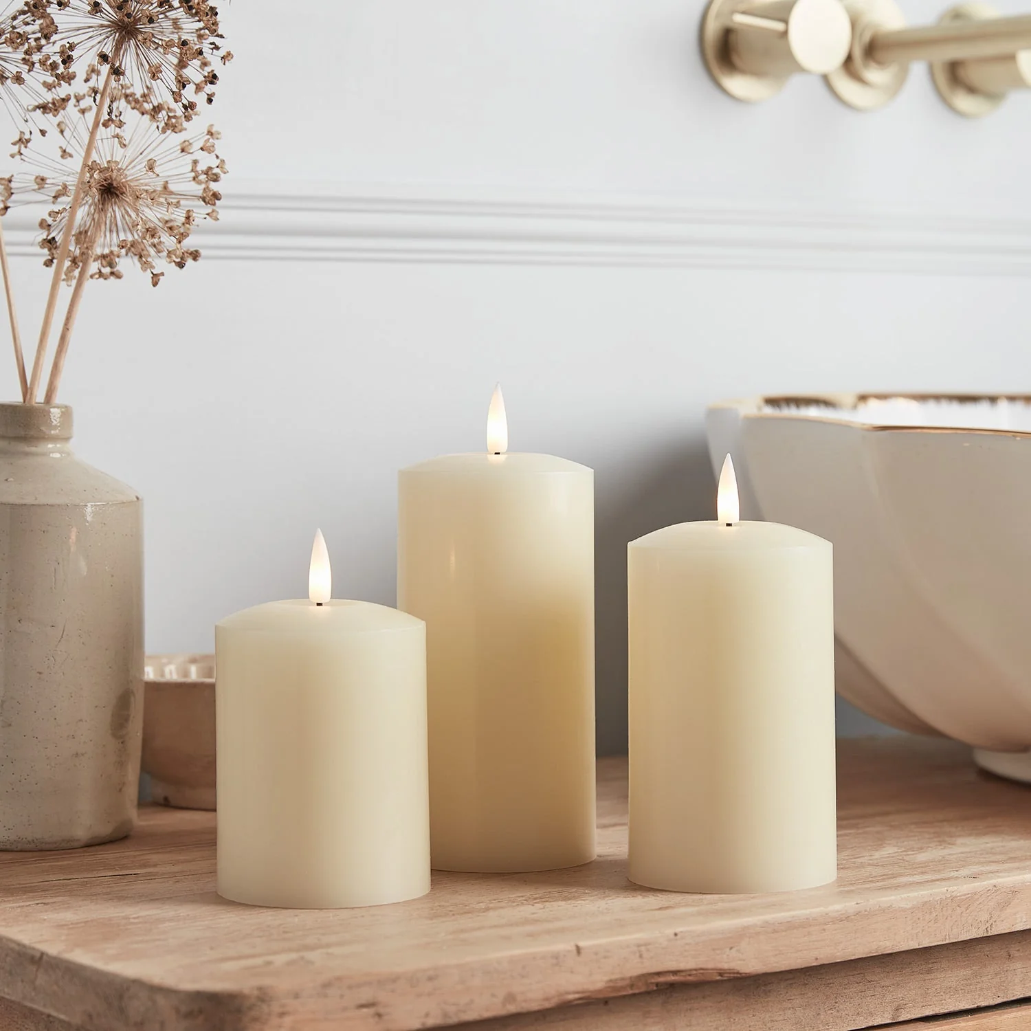 TruGlow® Ivory LED Pillar Candle 12cm With Remote Control - Image 3