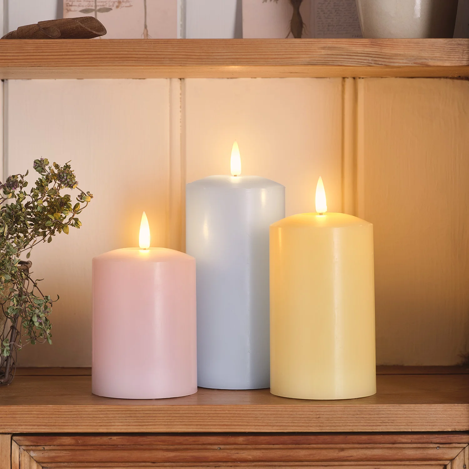 TruGlow® Pastel LED Pillar Candle Trio With Remote Control - Image 2