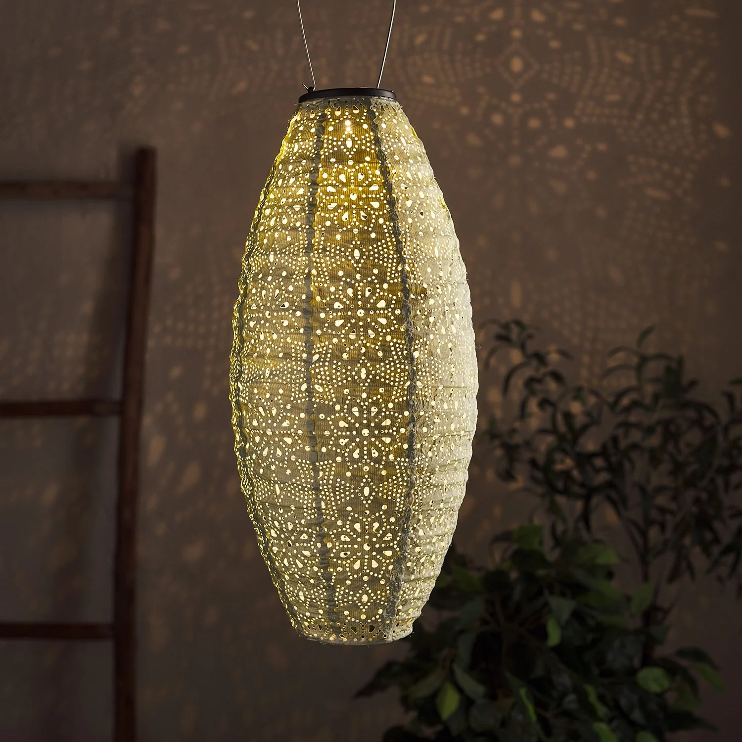 Tyvek Green Moroccan Hanging Solar Lantern