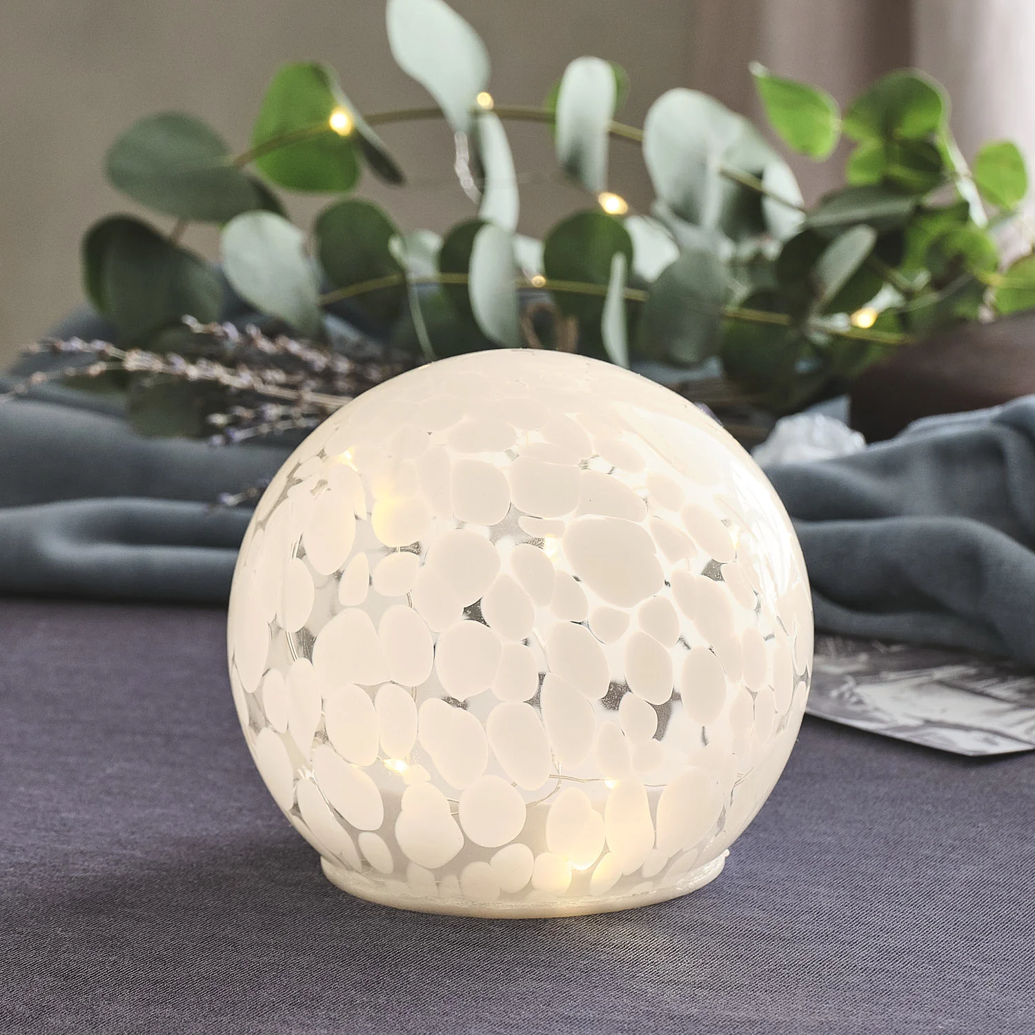 White Confetti Glass Globe LED Decoration