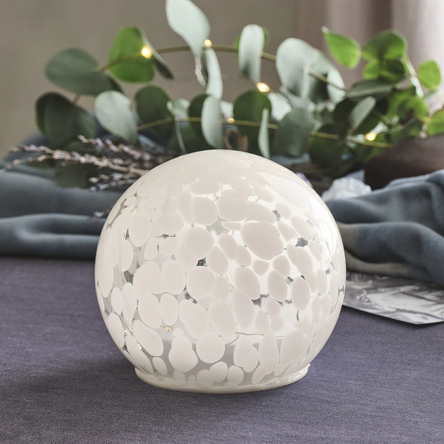 White Confetti Glass Globe LED Decoration - Image 2