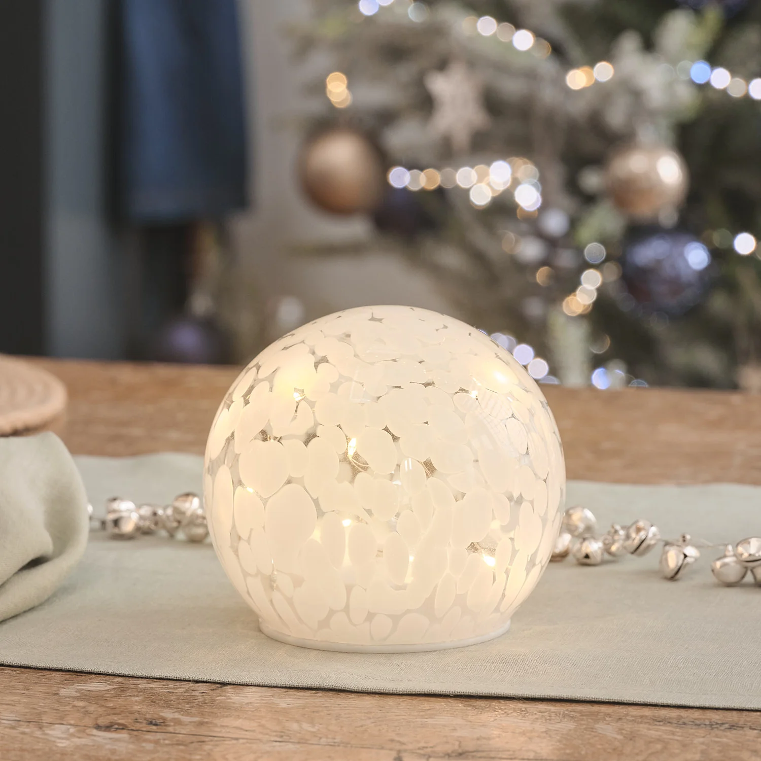 White Confetti Glass Globe LED Decoration - Image 7