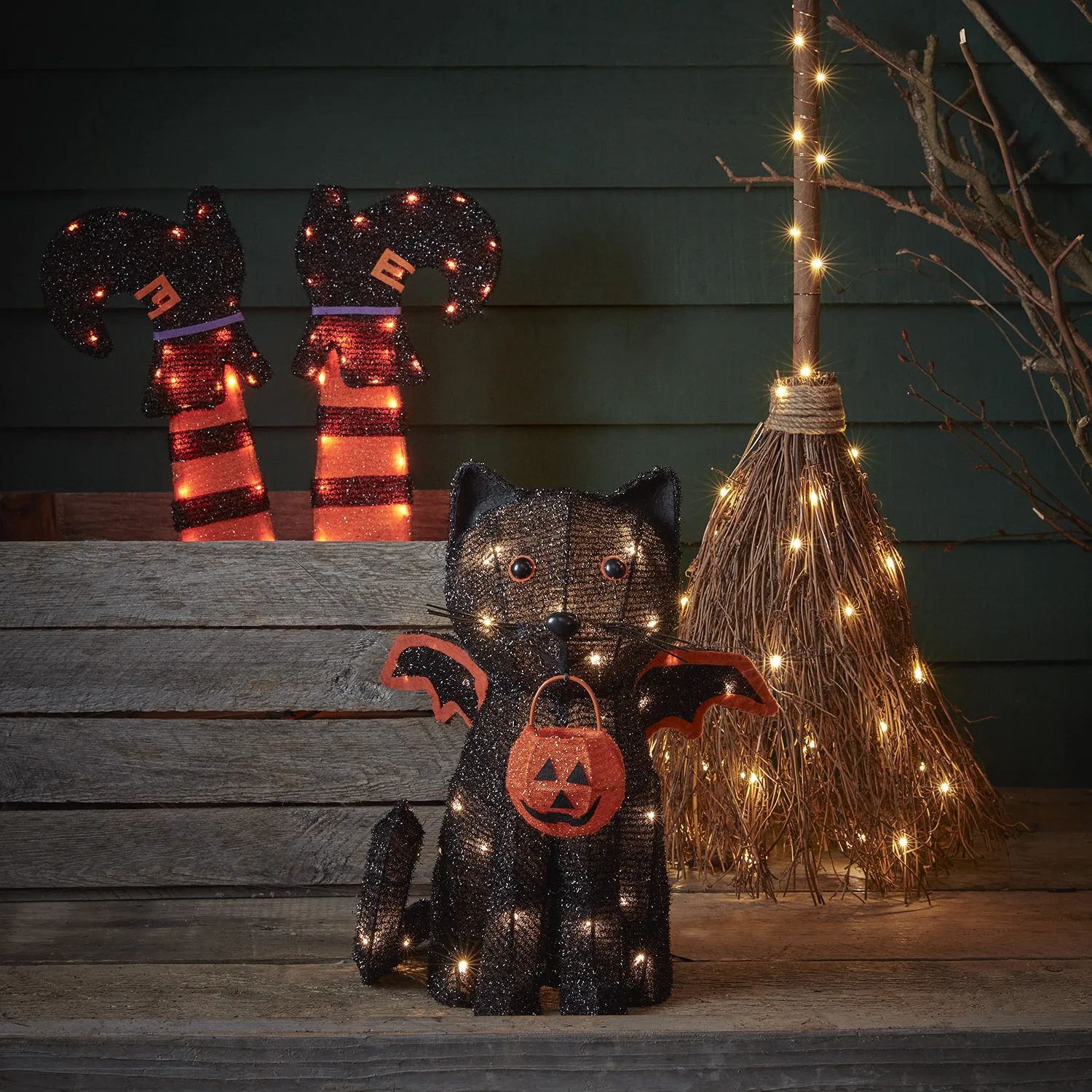 Witch's Broom Light Up Halloween Decoration - Image 3