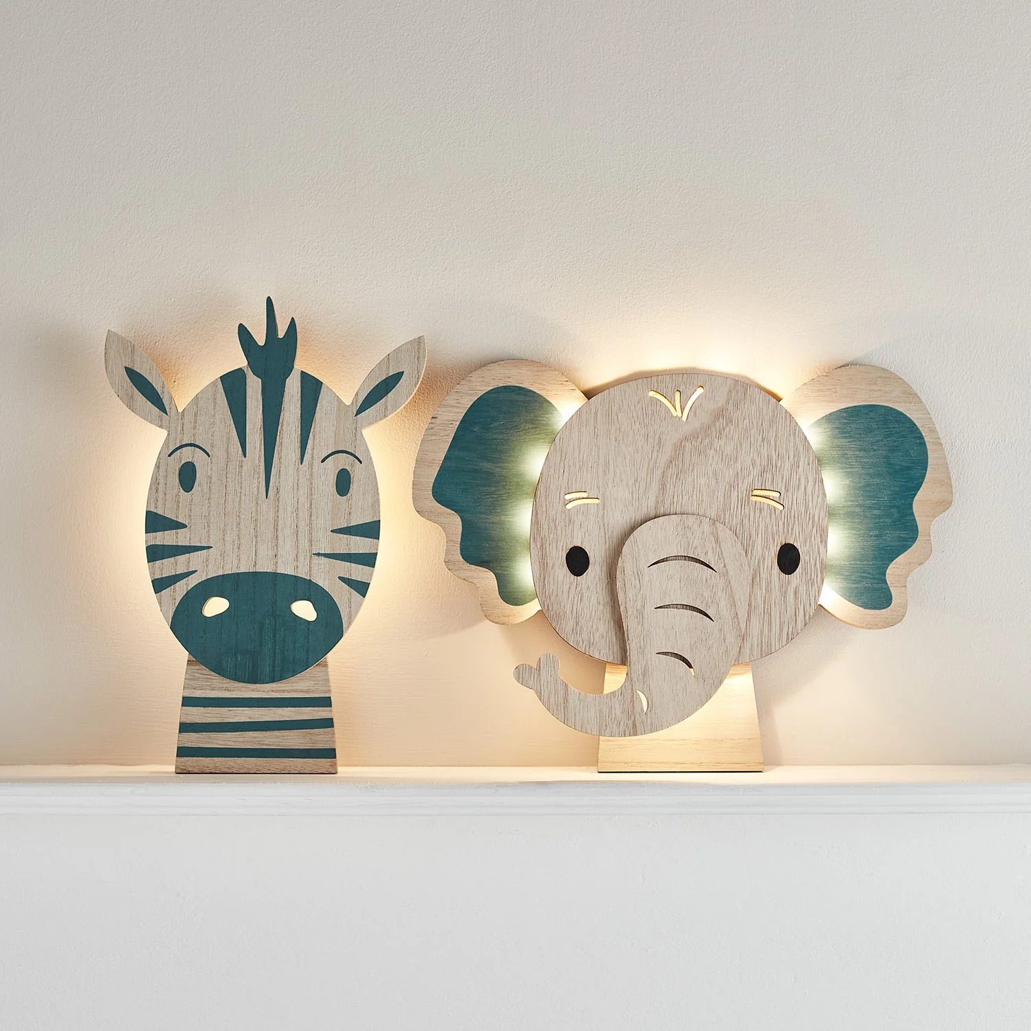 Zebra & Elephant Children's Wall Light Duo - Image 2